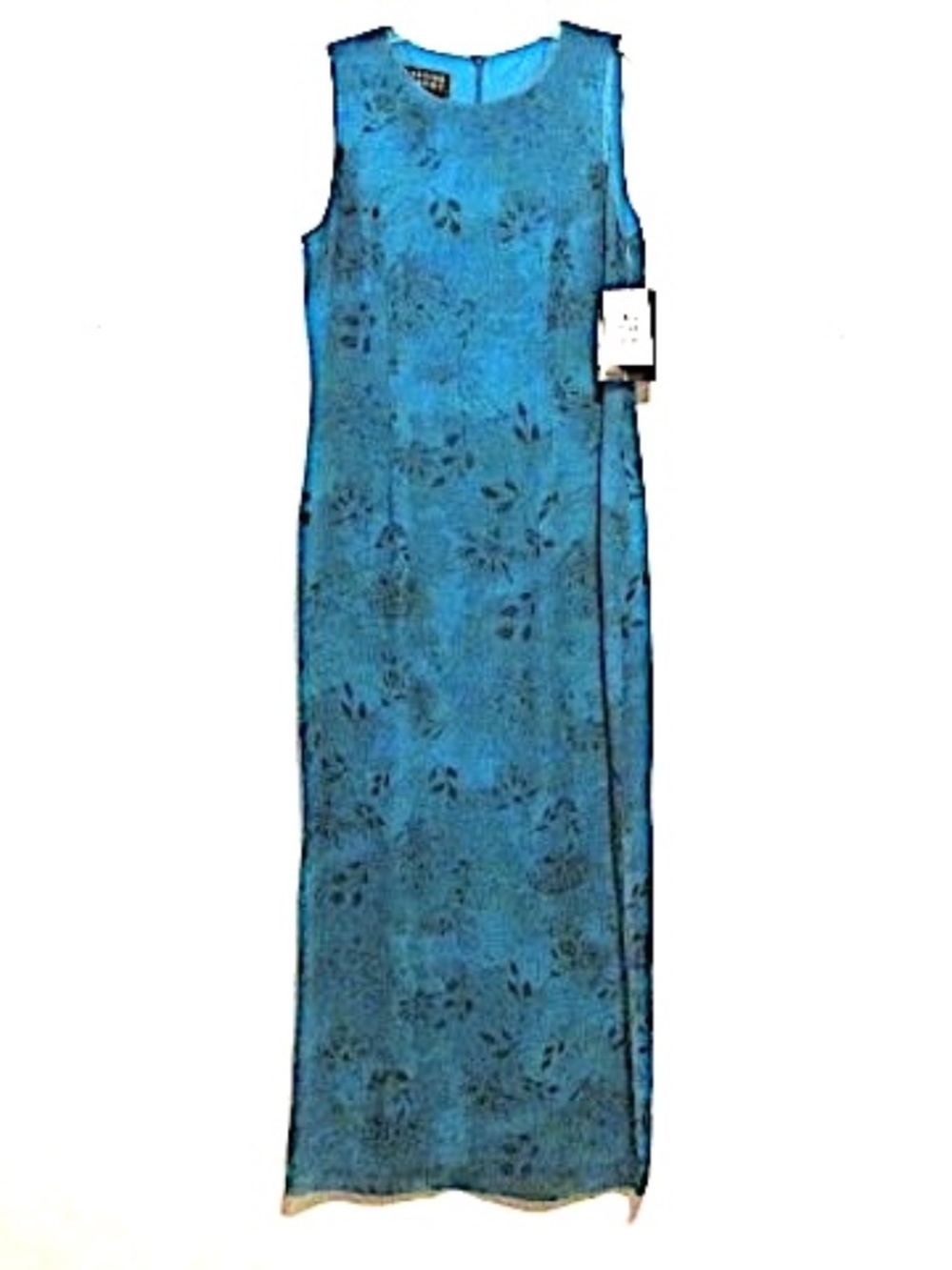 Spenser Jeremy NWT Sleeveless Teal Sheer Silk Maxi Dress, Size 4